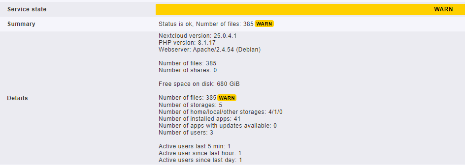 Nextcloud Info Details